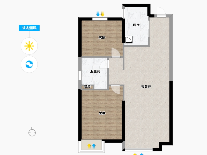 辽宁省-沈阳市-恒大中央广场白塔河二路（54,55,46,64）号楼91m²-72.80-户型库-采光通风