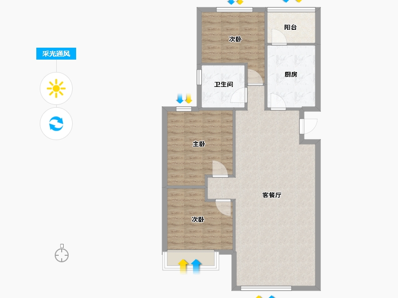 辽宁省-沈阳市-恒大中央广场白塔河二路（53,58,36）号楼113m²-90.39-户型库-采光通风