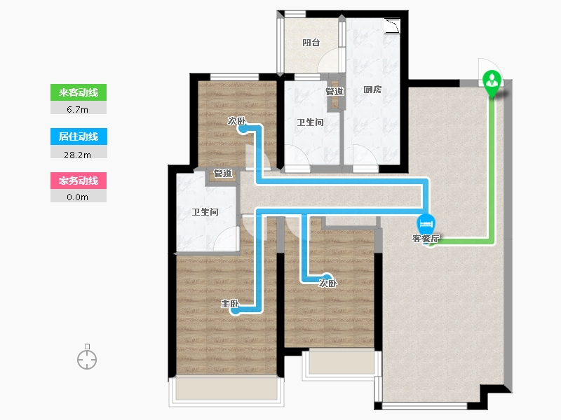 辽宁省-沈阳市-恒大中央广场白塔河二路（54,55,64）号楼130m²-104.00-户型库-动静线