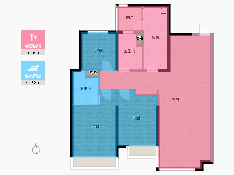 辽宁省-沈阳市-恒大中央广场白塔河二路（54,55,64）号楼130m²-104.00-户型库-动静分区