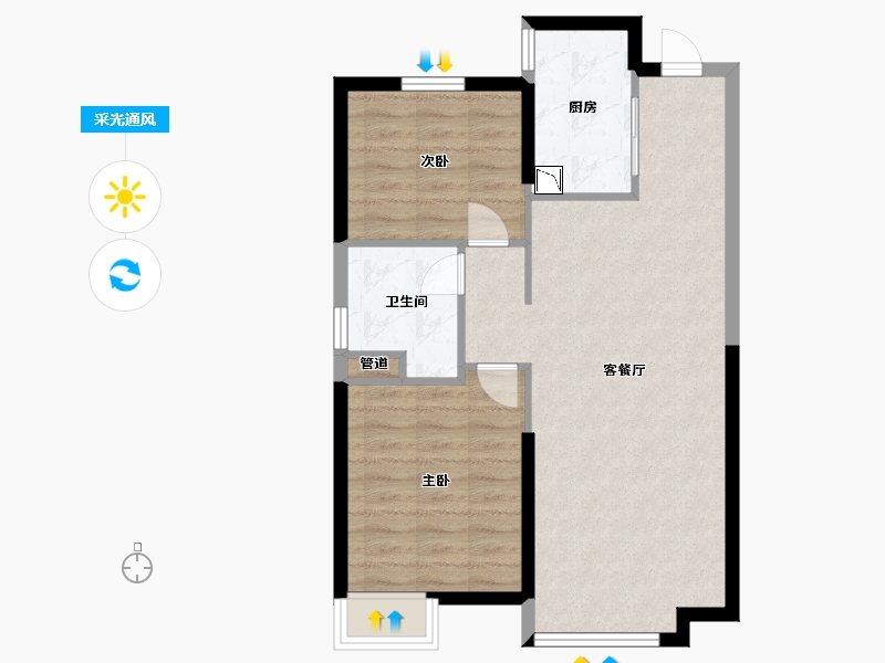 辽宁省-沈阳市-恒大中央广场白塔河二路（54，64）号楼85m²-68.01-户型库-采光通风