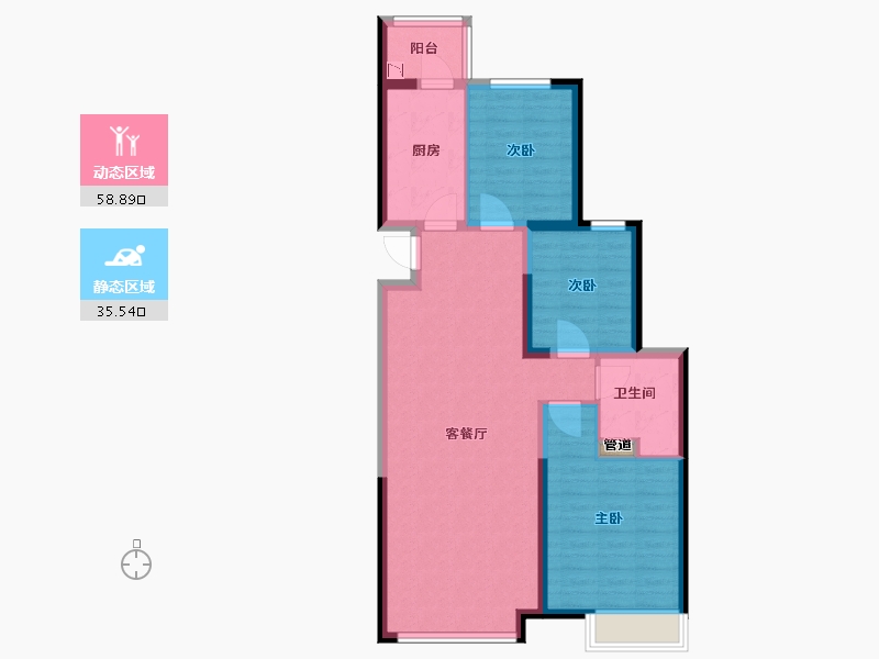 辽宁省-沈阳市-恒大中央广场白塔河二路（54,55,65）号楼106m²-84.80-户型库-动静分区