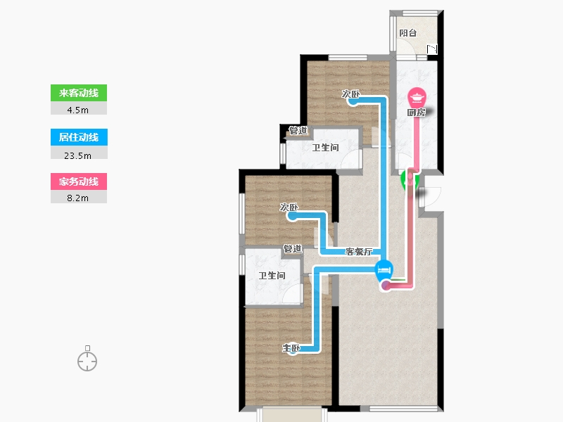 辽宁省-沈阳市-恒大中央广场白塔河二路（55,65,66）号楼123m²-98.40-户型库-动静线