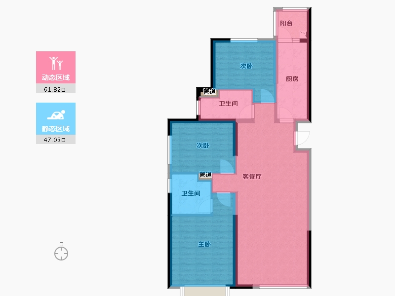 辽宁省-沈阳市-恒大中央广场白塔河二路（55,65,66）号楼123m²-98.40-户型库-动静分区