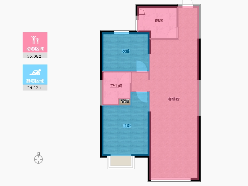 辽宁省-沈阳市-恒大中央广场白塔河二路（65,66,67）号楼90m²-72.00-户型库-动静分区