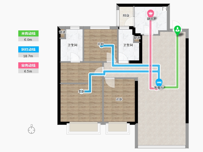 辽宁省-沈阳市-恒大中央广场白塔河二路19-9号（9）号楼125m²-100.00-户型库-动静线