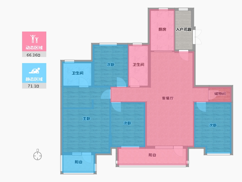 辽宁省-沈阳市-恒大中央广场白塔河二路19-10号（10）号楼161m²-128.80-户型库-动静分区