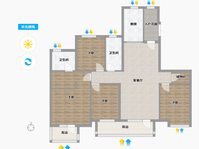 辽宁省-沈阳市-恒大中央广场白塔河二路19-10号（10）号楼161m²-128.80-户型库-采光通风