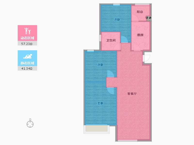 辽宁省-沈阳市-恒大中央广场白塔河二路31-50号（50号楼）113m²-90.40-户型库-动静分区