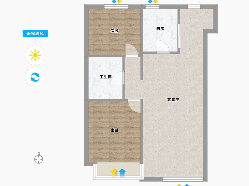 辽宁省-沈阳市-恒大中央广场白塔河二路60-2户型（60号楼）87m²-69.60-户型库-采光通风