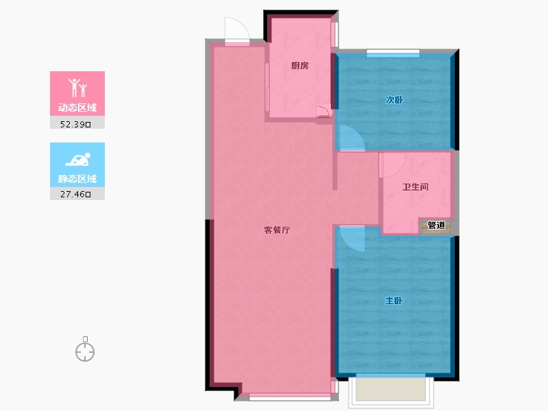 辽宁省-沈阳市-恒大中央广场白塔河二路31-64号（64）号楼91m²-72.80-户型库-动静分区