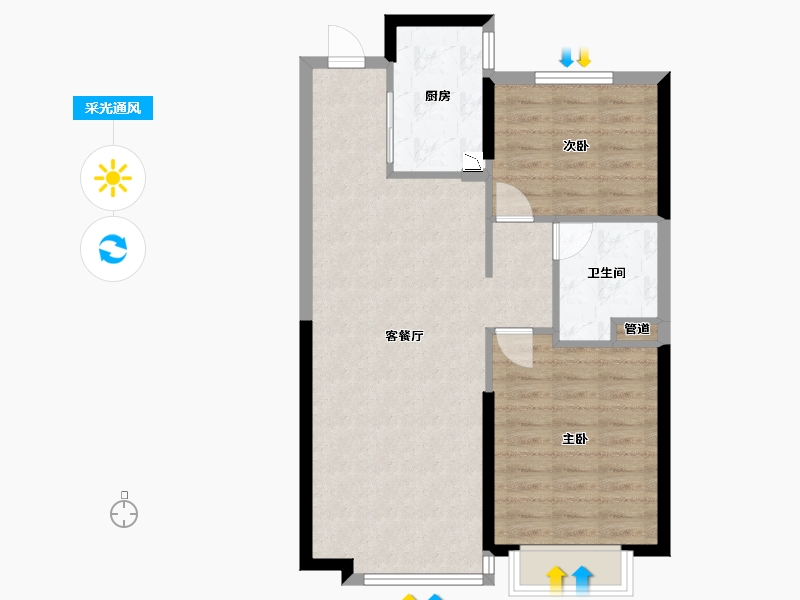 辽宁省-沈阳市-恒大中央广场白塔河二路31-64号（64）号楼91m²-72.80-户型库-采光通风