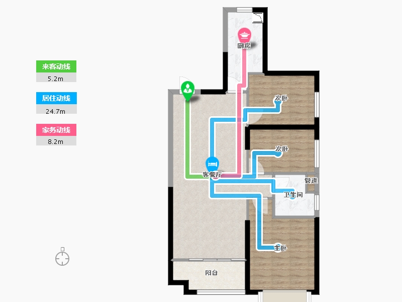 辽宁省-沈阳市-恒大中央广场白塔河二路31-64号（64）号楼105m²-83.83-户型库-动静线