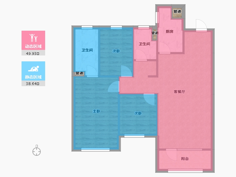 辽宁省-沈阳市-集美万象创新路（7,2,3,6)号楼108m²-81.13-户型库-动静分区