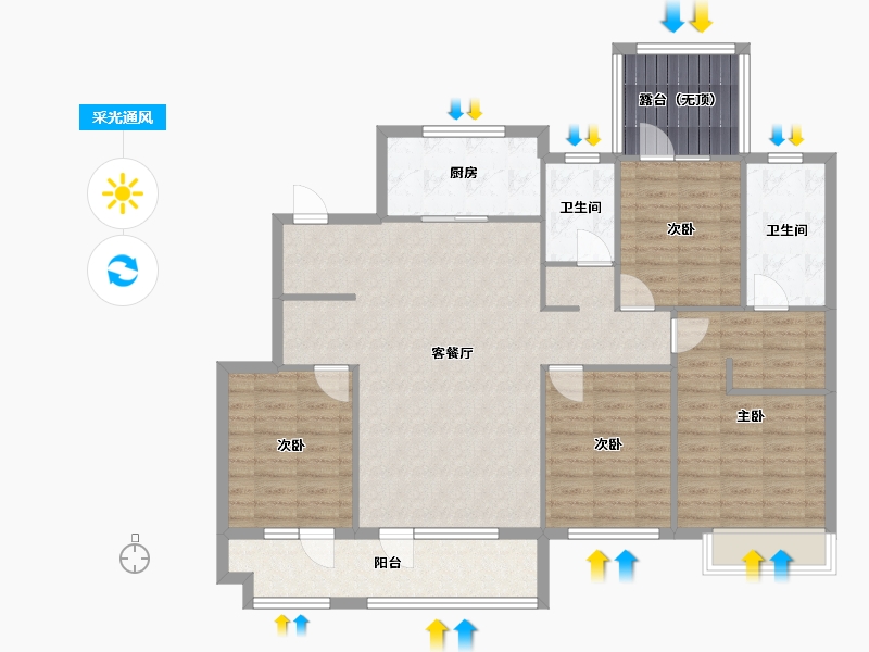 辽宁省-沈阳市-集美万象创新路（9,10,16,12,13)号楼143m²-119.33-户型库-采光通风