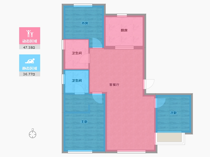 辽宁省-沈阳市-集美万象创新路（5,8)号楼118m²-75.27-户型库-动静分区