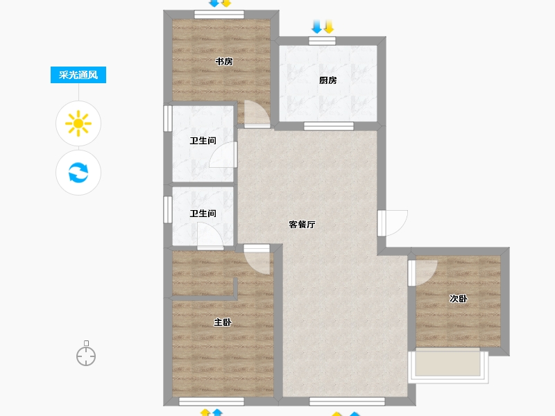 辽宁省-沈阳市-集美万象创新路（5,8)号楼118m²-75.27-户型库-采光通风