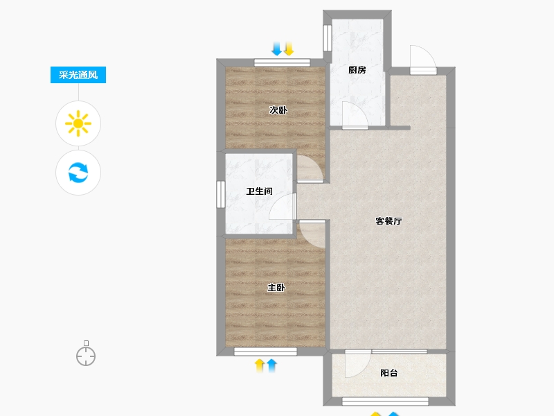 辽宁省-沈阳市-集美万象创新路（7,1,4,6,17)号楼84m²-60.89-户型库-采光通风