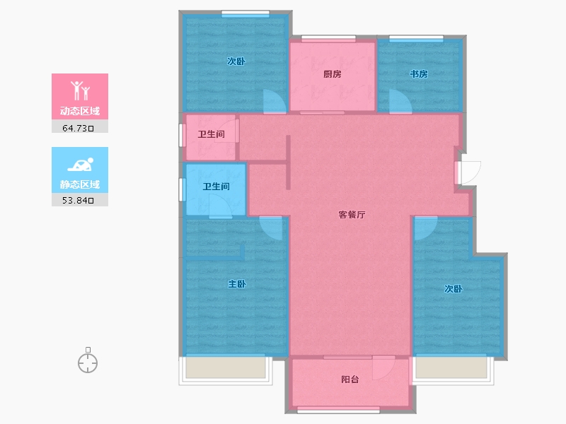 辽宁省-沈阳市-集美万象创新路（9,10,16,13,15)号楼120m²-108.60-户型库-动静分区