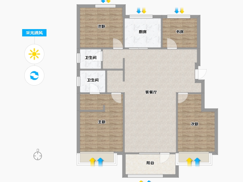 辽宁省-沈阳市-集美万象创新路（9,10,16,13,15)号楼120m²-108.60-户型库-采光通风