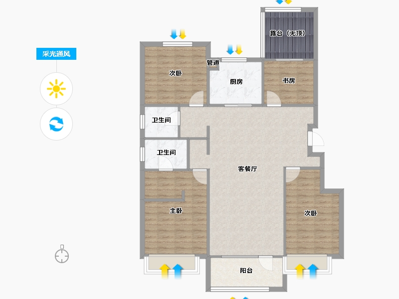 辽宁省-沈阳市-集美万象创新路（14,9,10,16,12)号楼128m²-115.51-户型库-采光通风