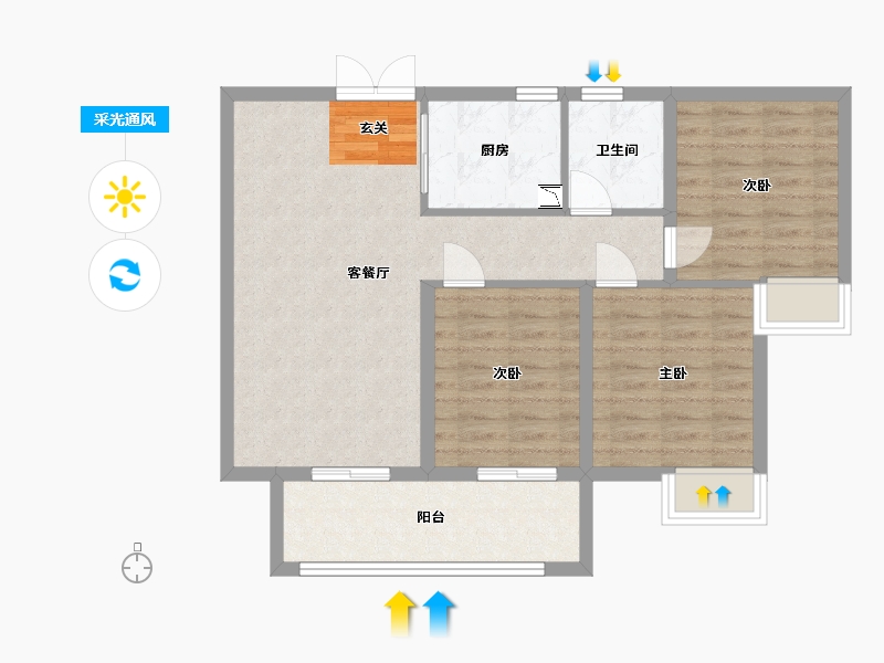 江西省-赣州市-联泰天璟-80.06-户型库-采光通风