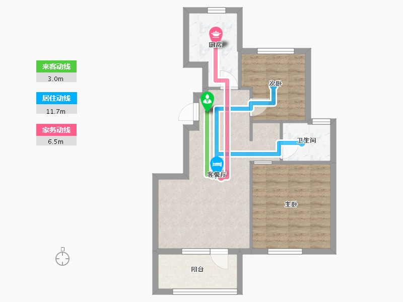 辽宁省-沈阳市-远洋仰山创新路10-17号（17号楼）80m²-59.82-户型库-动静线