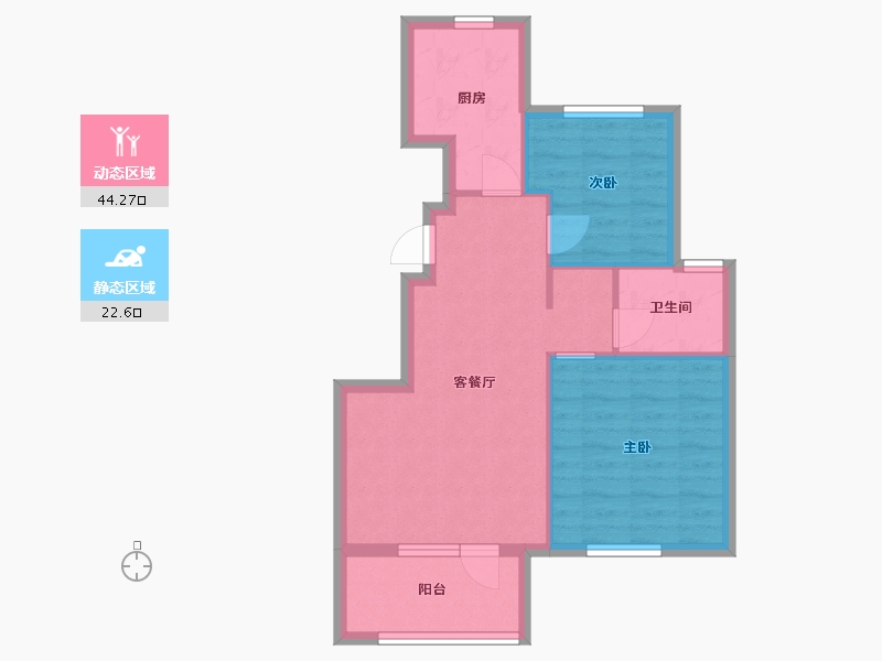 辽宁省-沈阳市-远洋仰山创新路10-17号（17号楼）80m²-59.82-户型库-动静分区