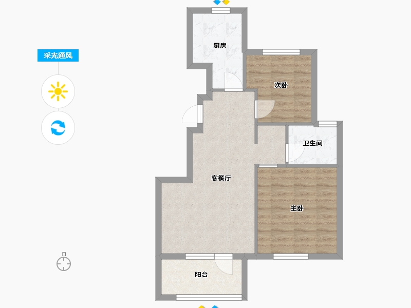 辽宁省-沈阳市-远洋仰山创新路10-17号（17号楼）80m²-59.82-户型库-采光通风