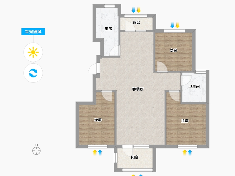 辽宁省-沈阳市-远洋仰山创新路10-17号（17号楼）100m²-79.03-户型库-采光通风