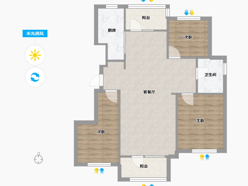 辽宁省-沈阳市-远洋仰山浑南区创新路（31,35,38）号楼99m²-78.59-户型库-采光通风