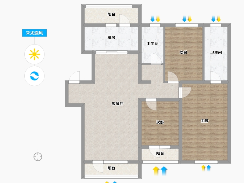 辽宁省-沈阳市-月星城央华墅沈中大街（28,24,25）号楼131m²-106.22-户型库-采光通风