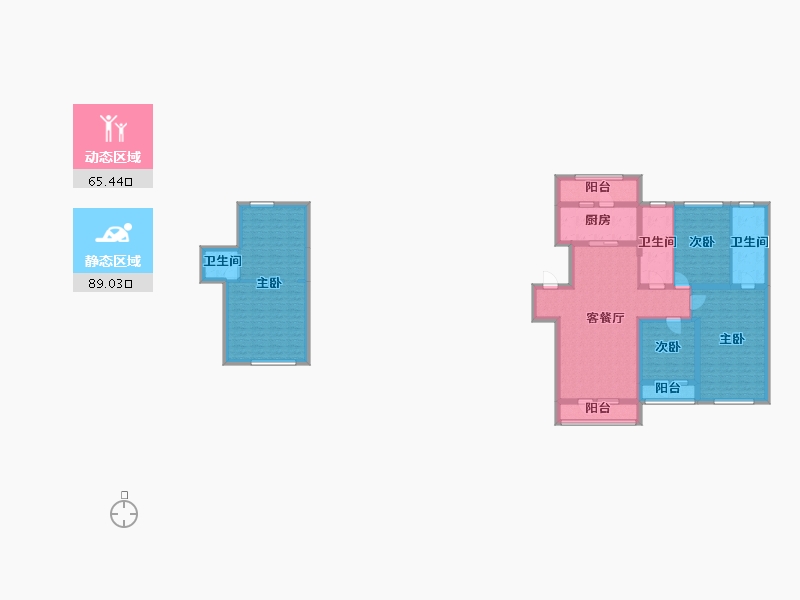 辽宁省-沈阳市-月星城央华墅沈中大街9-26号（26号楼）168m²-137.33-户型库-动静分区