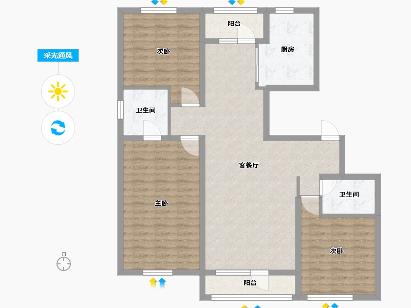 辽宁省-沈阳市-月星城央华墅沈中大街9-24号（24号楼）189m²-103.07-户型库-采光通风