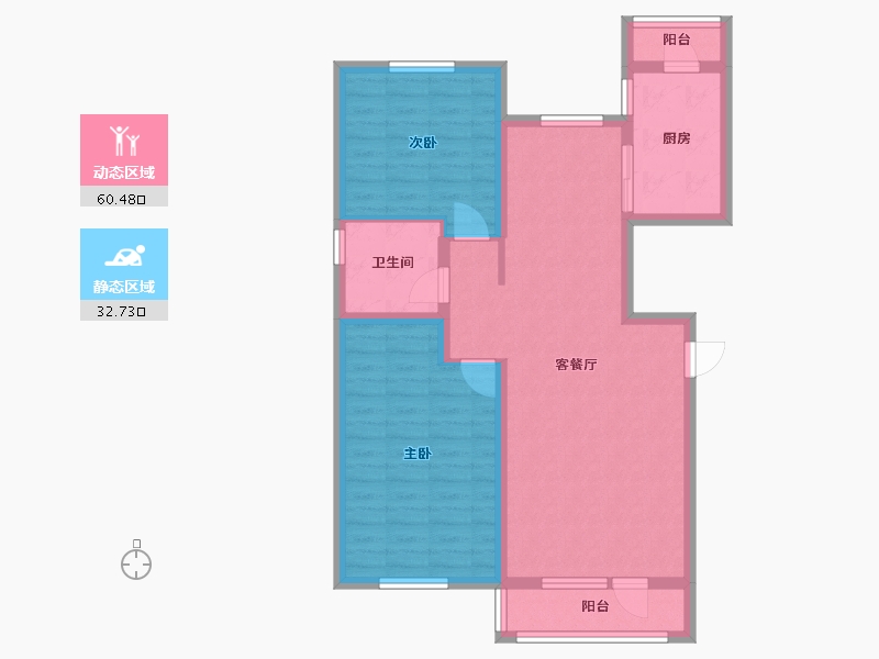 辽宁省-沈阳市-月星城央华墅沈中大街9-27号（27号楼）101m²-83.10-户型库-动静分区