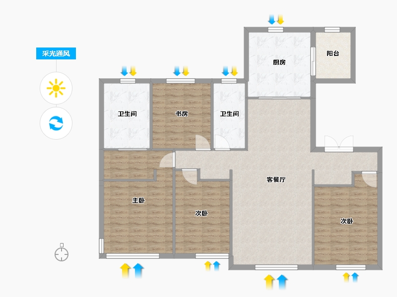 辽宁省-沈阳市-中海半山华府全运一东路（62,63,65)号楼155m²-130.05-户型库-采光通风