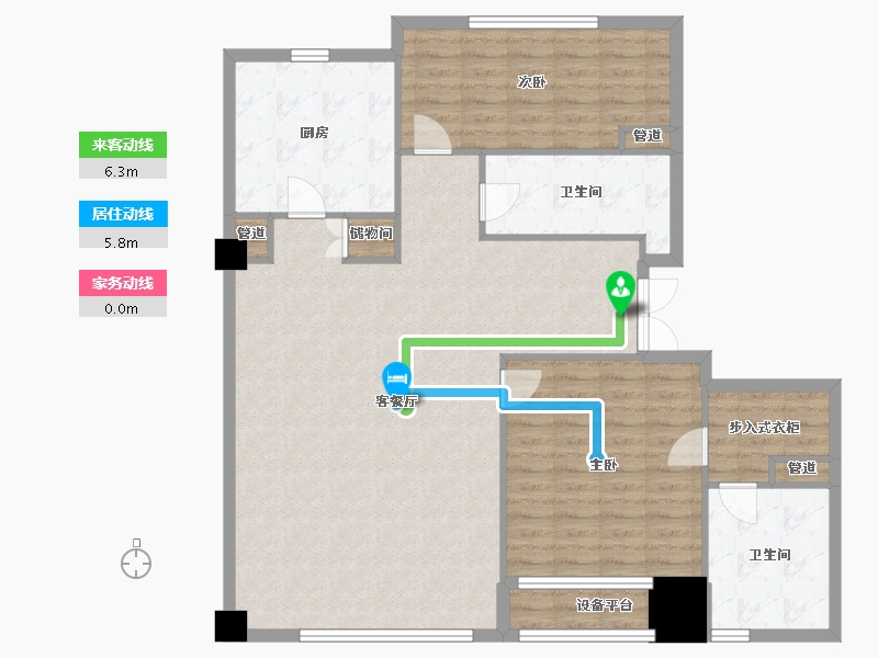 辽宁省-沈阳市-裕沁听月轩全运五路(A,C)127m²-119.93-户型库-动静线