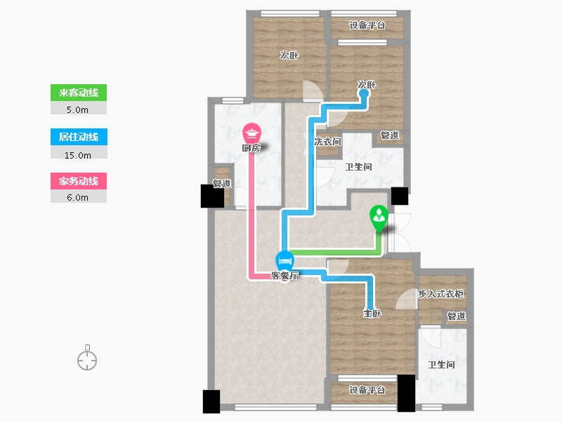 辽宁省-沈阳市-裕沁听月轩全运五路(A,C)138m²-103.43-户型库-动静线