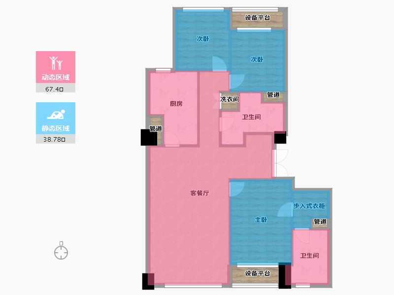 辽宁省-沈阳市-裕沁听月轩全运五路(A,C)138m²-103.43-户型库-动静分区