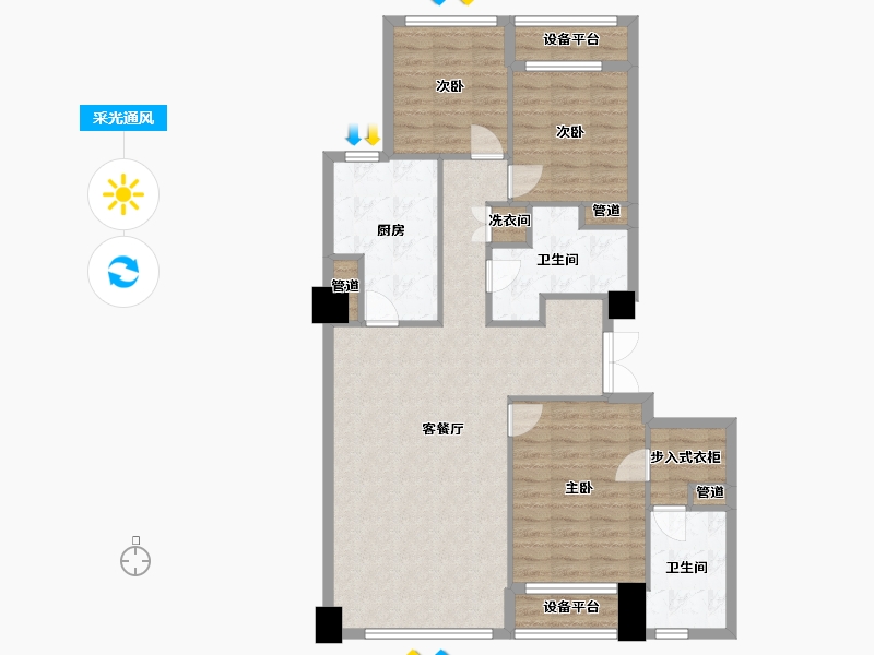 辽宁省-沈阳市-裕沁听月轩全运五路(A,C)138m²-103.43-户型库-采光通风