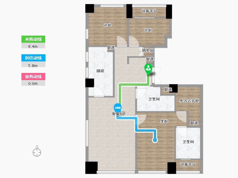 辽宁省-沈阳市-裕沁听月轩全运五路(A,C)155m²-124.00-户型库-动静线