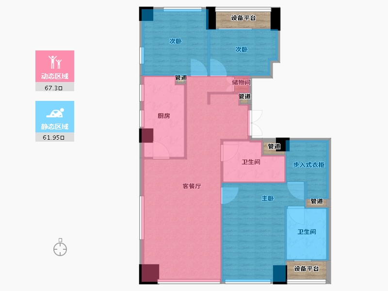 辽宁省-沈阳市-裕沁听月轩全运五路(A,C)155m²-124.00-户型库-动静分区