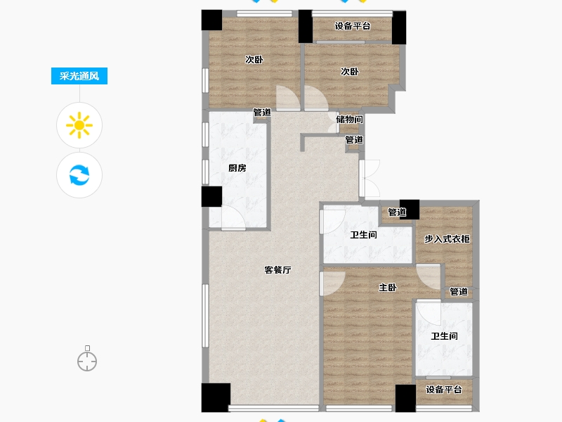 辽宁省-沈阳市-裕沁听月轩全运五路(A,C)155m²-124.00-户型库-采光通风