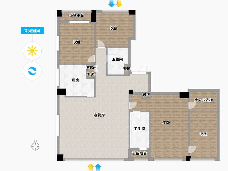 辽宁省-沈阳市-裕沁听月轩全运五路105-28号（J）227m²-170.14-户型库-采光通风