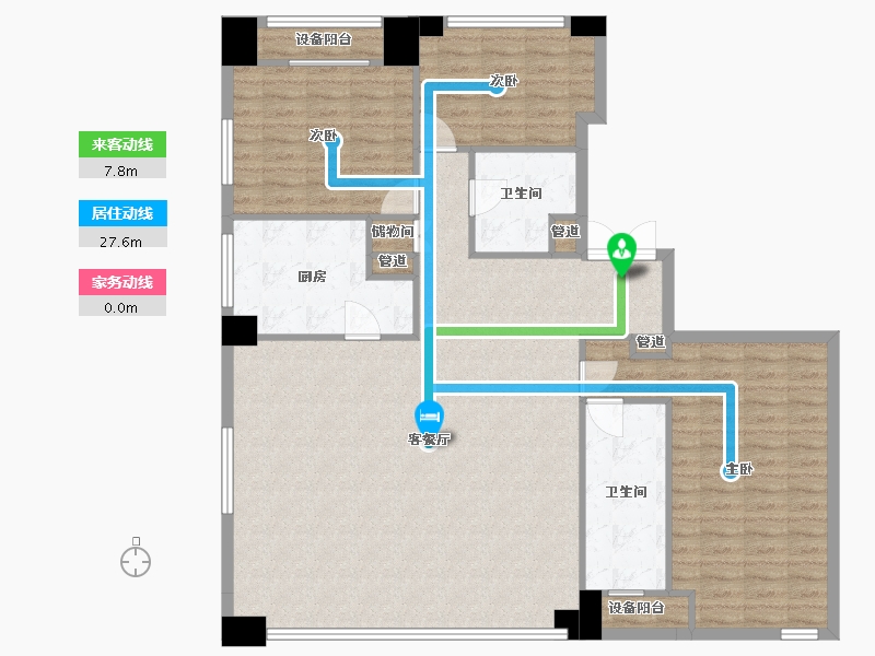 辽宁省-沈阳市-裕沁听月轩全运五路（J）,F（D1）,4号（E）195m²-130.52-户型库-动静线