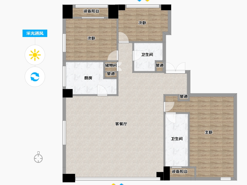 辽宁省-沈阳市-裕沁听月轩全运五路（J）,F（D1）,4号（E）195m²-130.52-户型库-采光通风