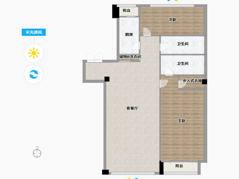 辽宁省-沈阳市-裕沁听月轩全运五路（J）,1号(A),3号（C）175m²-140.00-户型库-采光通风