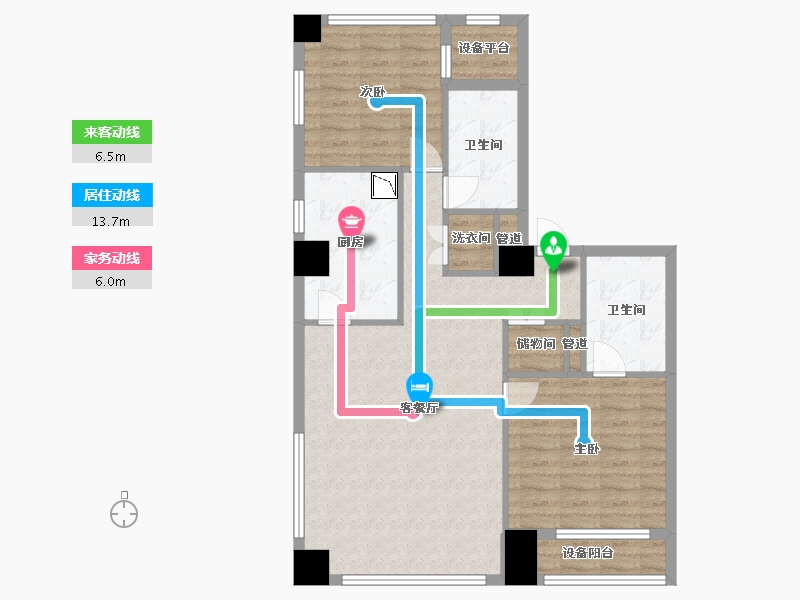 辽宁省-沈阳市-裕沁听月轩全运五路105-35号（Q）120m²-88.77-户型库-动静线