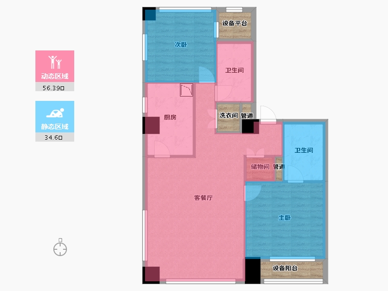 辽宁省-沈阳市-裕沁听月轩全运五路105-35号（Q）120m²-88.77-户型库-动静分区