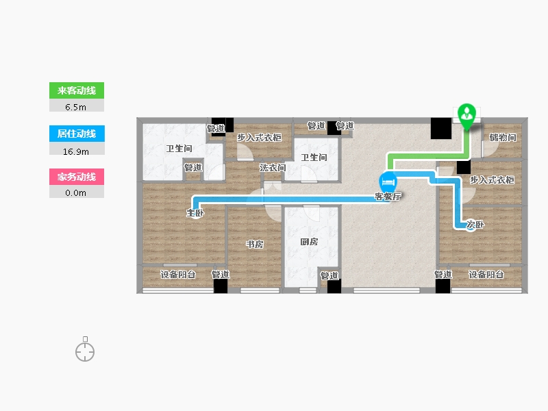 辽宁省-沈阳市-裕沁听月轩全运五路105-35号（Q）170m²-126.53-户型库-动静线